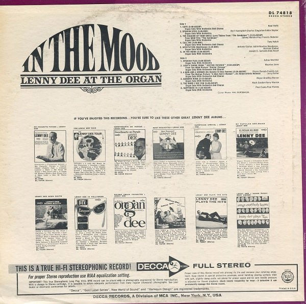 Lenny Dee (2) : In The Mood (LP, Album)
