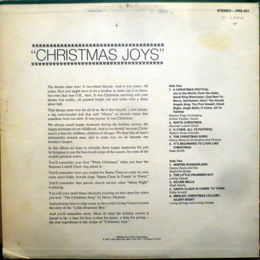 Various - Christmas Joys vinyl record, LP (Near Mint (NM or M-)) | Lulo Records