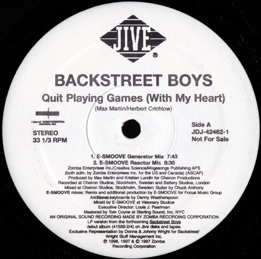 Backstreet Boys : Quit Playing Games (With My Heart) (2x12")