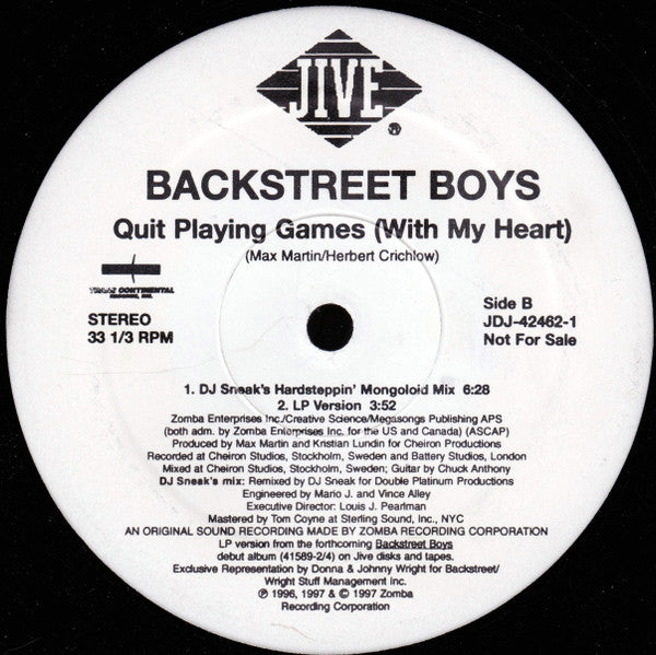 Backstreet Boys : Quit Playing Games (With My Heart) (2x12")