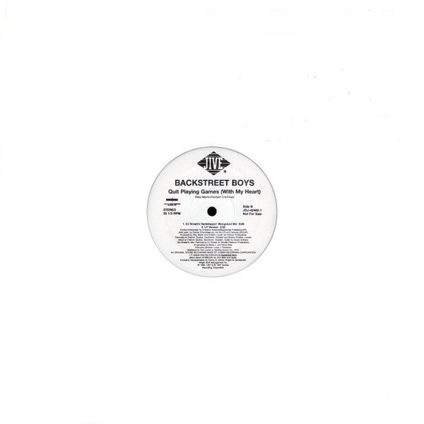 Backstreet Boys : Quit Playing Games (With My Heart) (2x12")