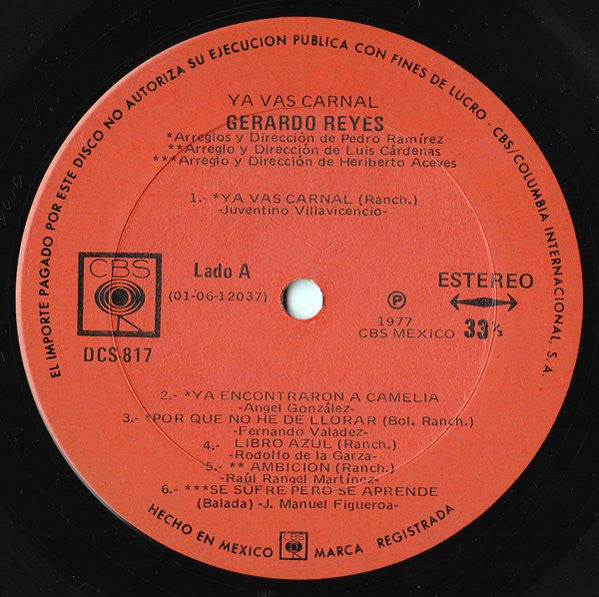Gerardo Reyes : Ya Vas Carnal (LP, Album)