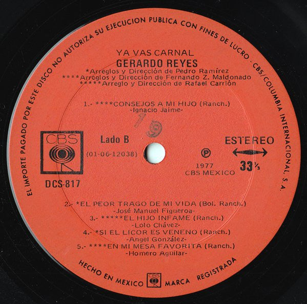 Gerardo Reyes : Ya Vas Carnal (LP, Album)