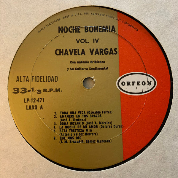 Chavela Vargas : Noche Bohemia Vol. IV (LP, Album)