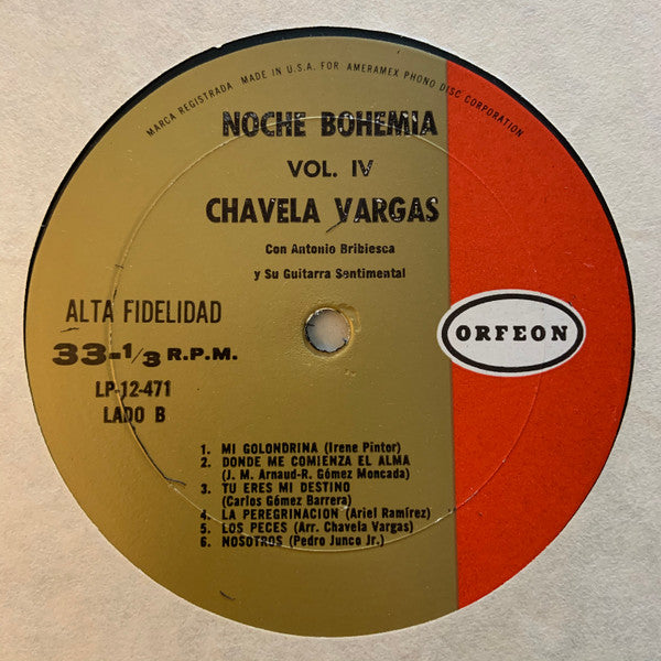 Chavela Vargas : Noche Bohemia Vol. IV (LP, Album)