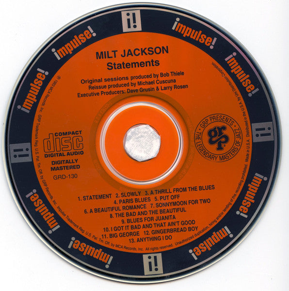 Milt Jackson : Statements (CD, Album, RE)