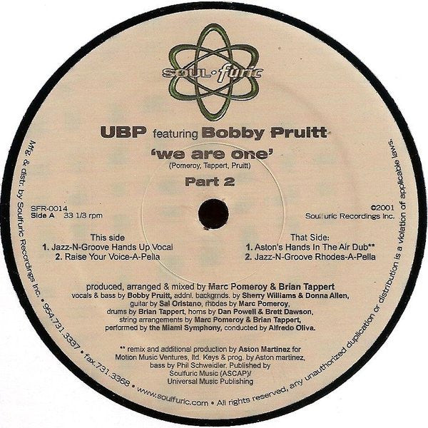 Urban Blues Project featuring Bobby Pruit : We Are One (Part 2) (12")