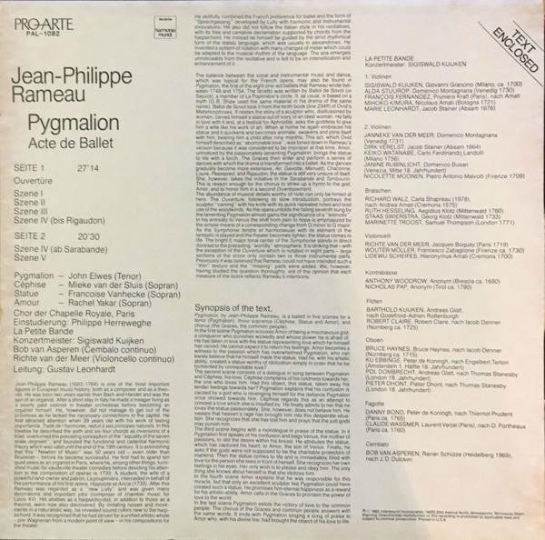 Jean-Philippe Rameau : La Petite Bande - Gustav Leonhardt : Pygmalion (LP, Album)