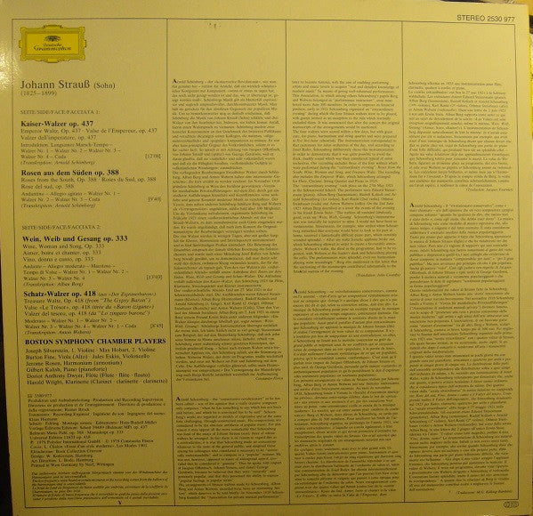 Johann Strauss Jr. - Boston Symphony Chamber Players : Walzer - Transkriptionen (LP)