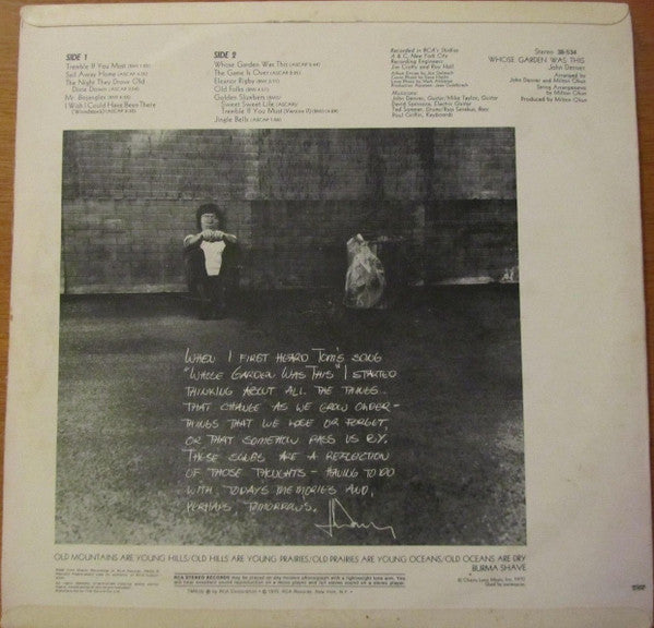 John Denver : Whose Garden Was This (LP, Album, RE)