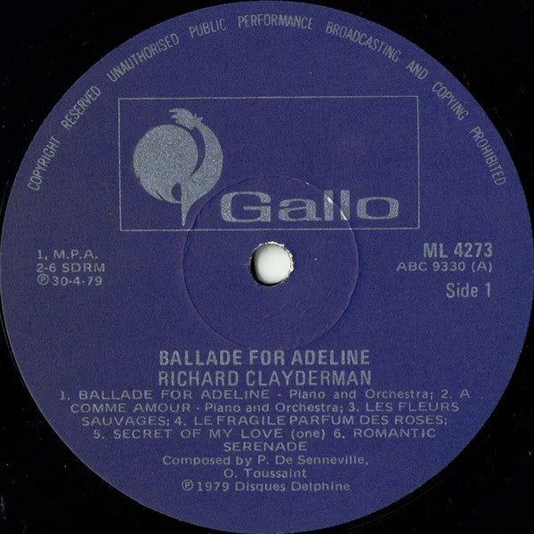 Richard Clayderman : Ballad For Adeline (LP, Album)