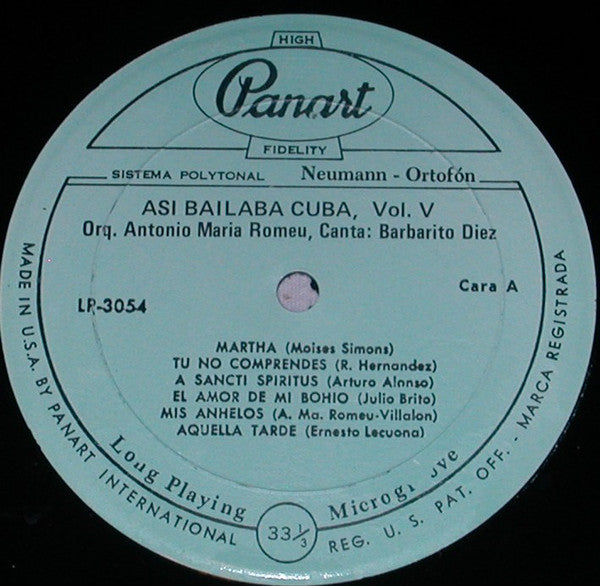Orquesta Antonio Maria Romeu / Barbarito Diez : Asi Bailaba Cuba Vol. 5 (LP, Album)