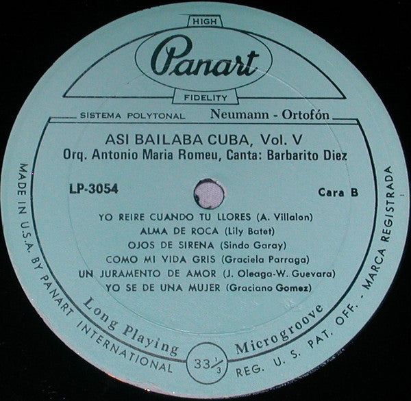 Orquesta Antonio Maria Romeu / Barbarito Diez : Asi Bailaba Cuba Vol. 5 (LP, Album)