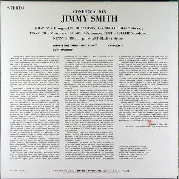 Jimmy Smith : Confirmation (LP, Album, RE)