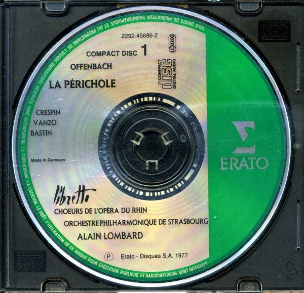 Jacques Offenbach - Régine Crespin, Alain Vanzo, Jules Bastin, Chœur de L'Opéra National Du Rhin, Orchestre Philharmonique De Strasbourg, Alain Lombard : La Périchole (2xCD, Album, RE, RM + Box, Sli)