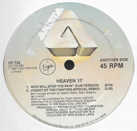 Heaven 17 - Who Will Stop The Rain vinyl record, 12" (Very Good Plus (VG+)) | Lulo Records