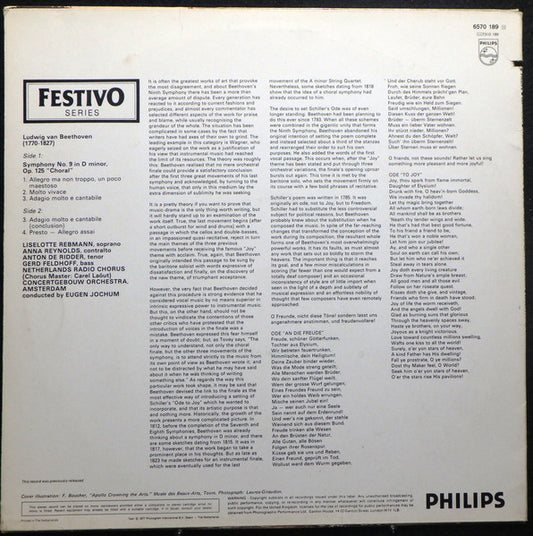 Ludwig van Beethoven - Liselotte Rebmann, Anna Reynolds, Anton De Ridder, Gerd Feldhoff, Concertgebouworkest, Eugen Jochum - Symphony No. 9 vinyl record, LP (Mint (M)) | Lulo Records