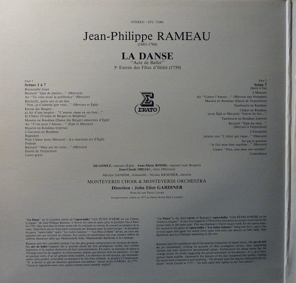 Jean-Philippe Rameau, John Eliot Gardiner : Les Fêtes D'Hébé - La Danse (LP, TP)