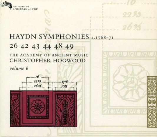 Joseph Haydn - The Academy Of Ancient Music, Christopher Hogwood : Symphonies C. 1768-1771 / 26 42 43 44 48 49 / Volume 6 (3xCD, Album + Box, Sli)