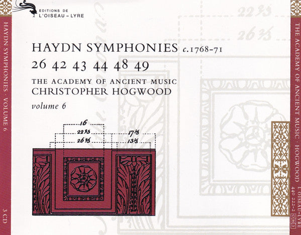 Joseph Haydn - The Academy Of Ancient Music, Christopher Hogwood : Symphonies C. 1768-1771 / 26 42 43 44 48 49 / Volume 6 (3xCD, Album + Box, Sli)