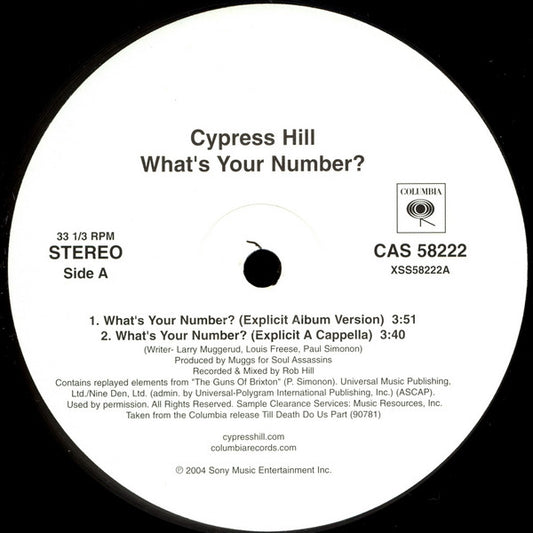Cypress Hill : What's Your Number? (12")