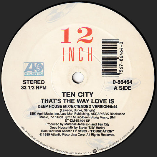 Ten City - That's The Way Love Is vinyl record, 12" (Near Mint (NM or M-)) | Lulo Records