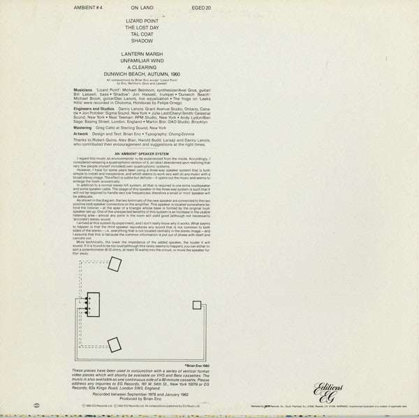 Brian Eno : Ambient 4 (On Land) (LP, Album)