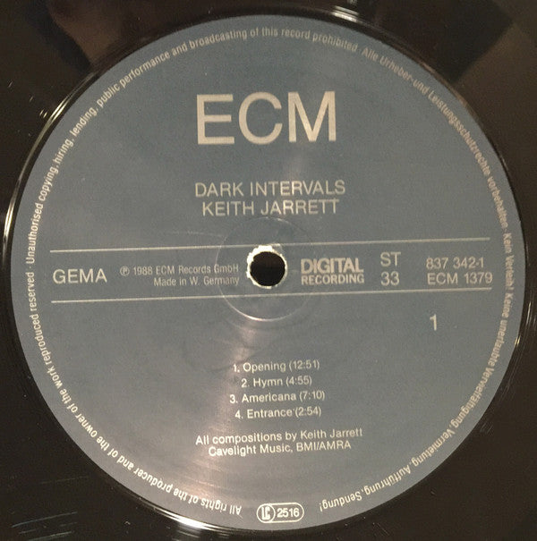 Keith Jarrett : Dark Intervals (LP, Album)
