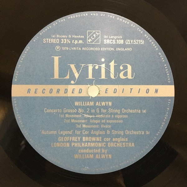 William Alwyn, Osian Ellis, London Philharmonic Orchestra : Lyra Angelica, Concerto Grosso No. 2, Autumn Legend (LP)