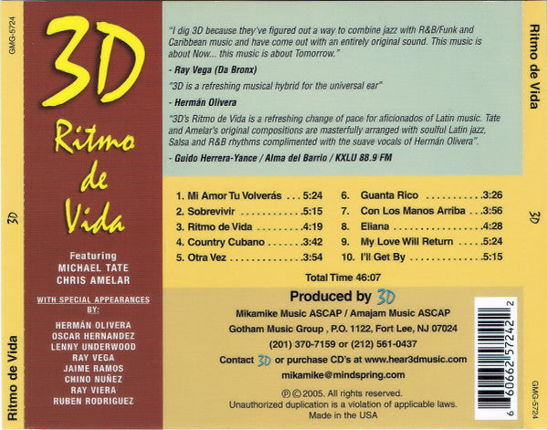 3D* : Ritmo De Vida (CD, Album)