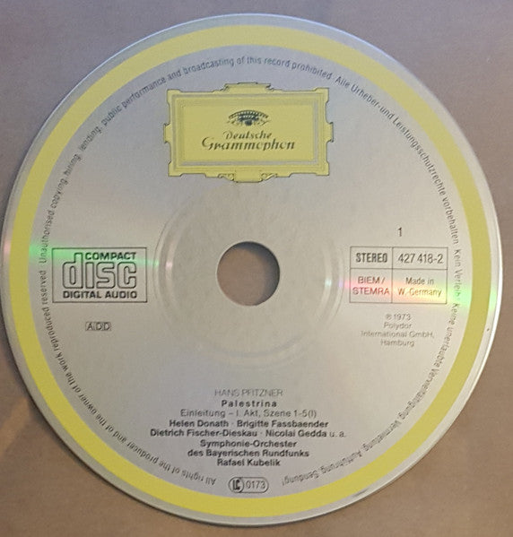 Hans Pfitzner, Nicolai Gedda, Dietrich Fischer-Dieskau, Bernd Weikl, Karl Ridderbusch, Helen Donath, Brigitte Fassbaender, Hermann Prey, Rafael Kubelik : Palestrina (3xCD, Album, RE, RM)