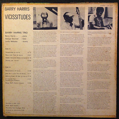 Barry Harris (2) : Vicissitudes (LP, Album)