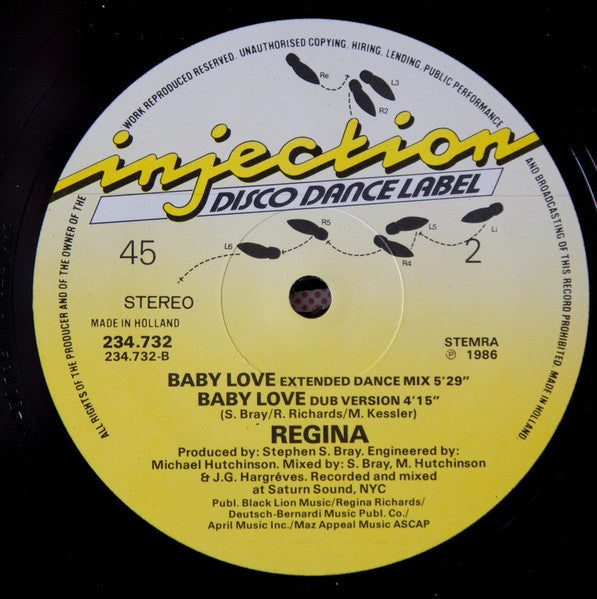 Regina (2) : Baby Love (Remix) (12", Maxi, Pic)