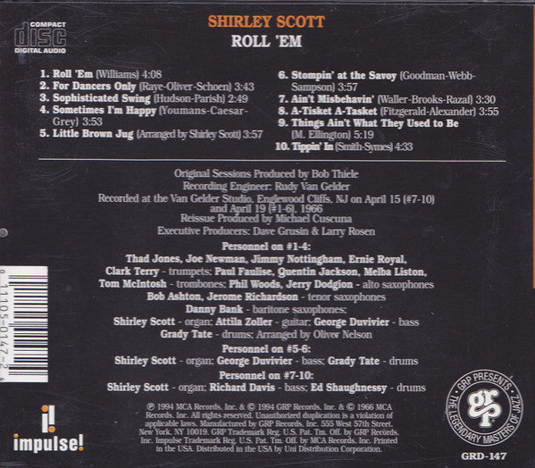 Shirley Scott : Roll 'Em: Shirley Scott Plays The Big Bands (CD, Album, RE, RM)