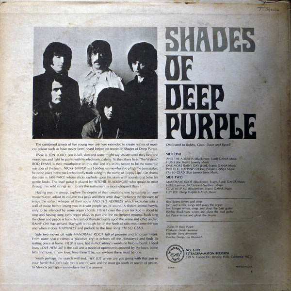 Deep Purple : Shades Of Deep Purple (LP, Album, Ter)