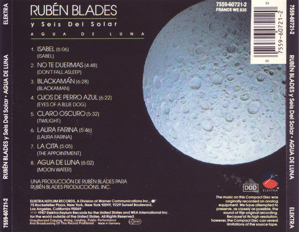 Ruben Blades Y Seis Del Solar : Agua De Luna (CD, Album)