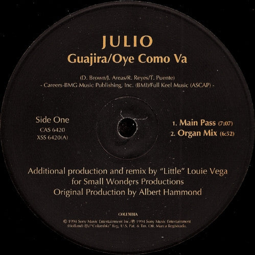 Julio Iglesias : Guajira / Oye Como Va (12", Maxi, Promo)