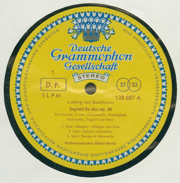 Ludwig van Beethoven, Philharmonisches Oktett Berlin : Septett Es-Dur Op. 20 (LP)
