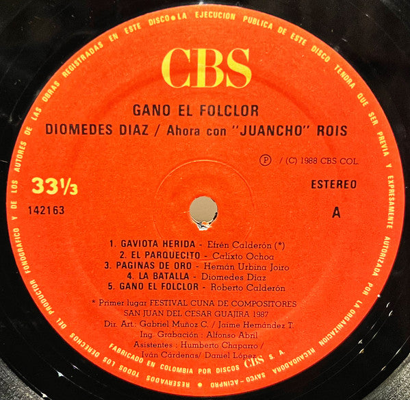 Diomedes Diaz* Ahora Con "Juancho" Rois* : Ganó El Folclor (LP, Album)
