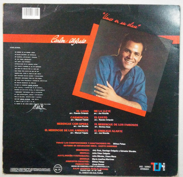 Carlos Alfredo : Único En Su Clase (LP, Album)
