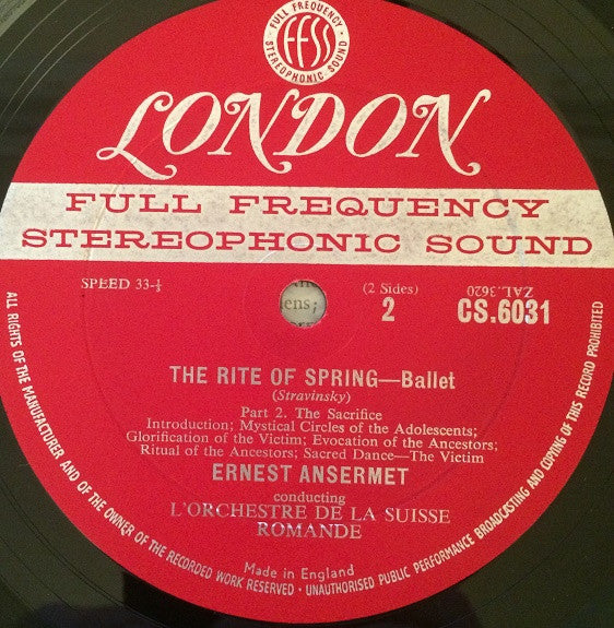 Igor Stravinsky, Ernest Ansermet Conducting L'Orchestre De La Suisse Romande : Le Sacre Du Printemps (LP)