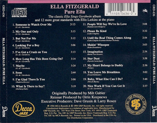 Ella Fitzgerald - Pure Ella vinyl record, CD (Near Mint (NM or M-)) | Lulo Records
