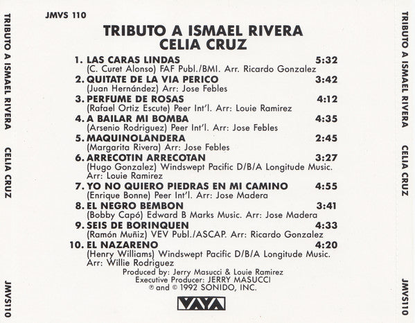Celia Cruz : Tributo A Ismael Rivera (CD, Album)
