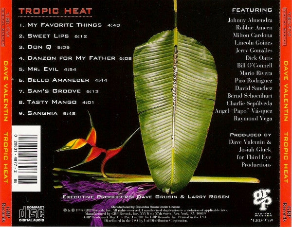 Dave Valentin : Tropic Heat (CD, Club)