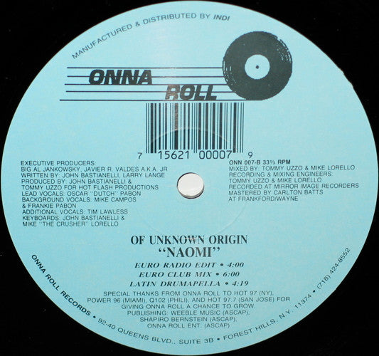 Of Unknown Origin (2) : Naomi (12")