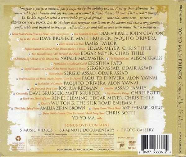 Yo-Yo Ma & Friends of Yo Yo Ma : Songs Of Joy & Peace (CD, Album, Dlx,   + DVD, NTSC)