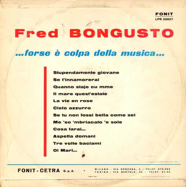 Fred Bongusto : ...Forse È Colpa Della Musica... (LP, Album)