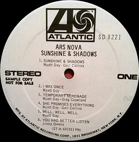 Ars Nova (3) : Sunshine & Shadows (LP, Album, Promo)