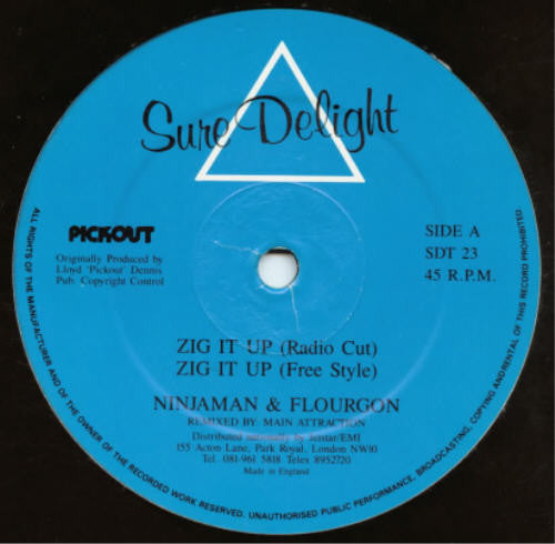 Ninjaman & Flourgon : Zig It Up (12", Blu)