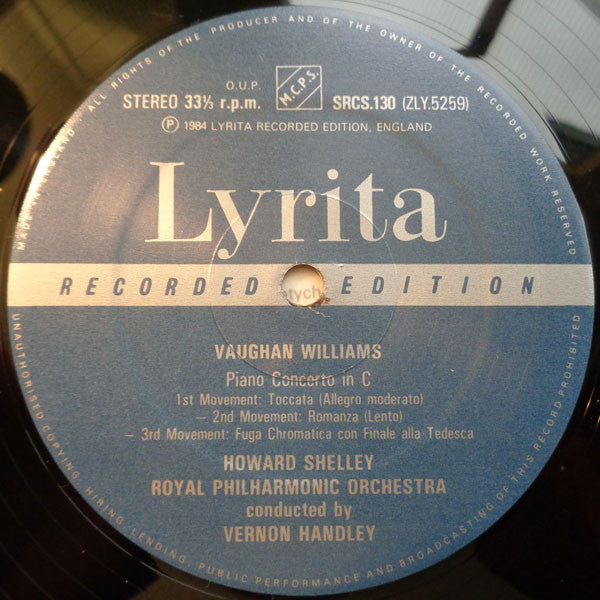 Ralph Vaughan Williams / John Foulds, Howard Shelley, Royal Philharmonic Orchestra, Vernon Handley : Piano Concerto / Dynamic Triptych (LP)